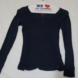 navy aeropostale sheer long sleeve